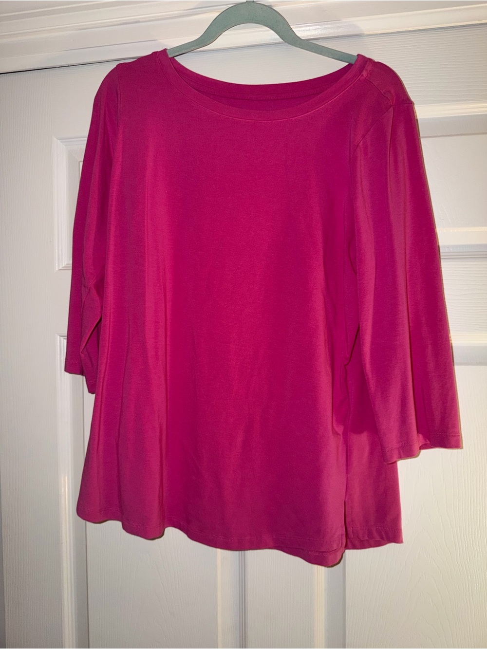 Belle by Kim Gravel Hot Pink Cotton/Modal 3/4 Sleeve Top